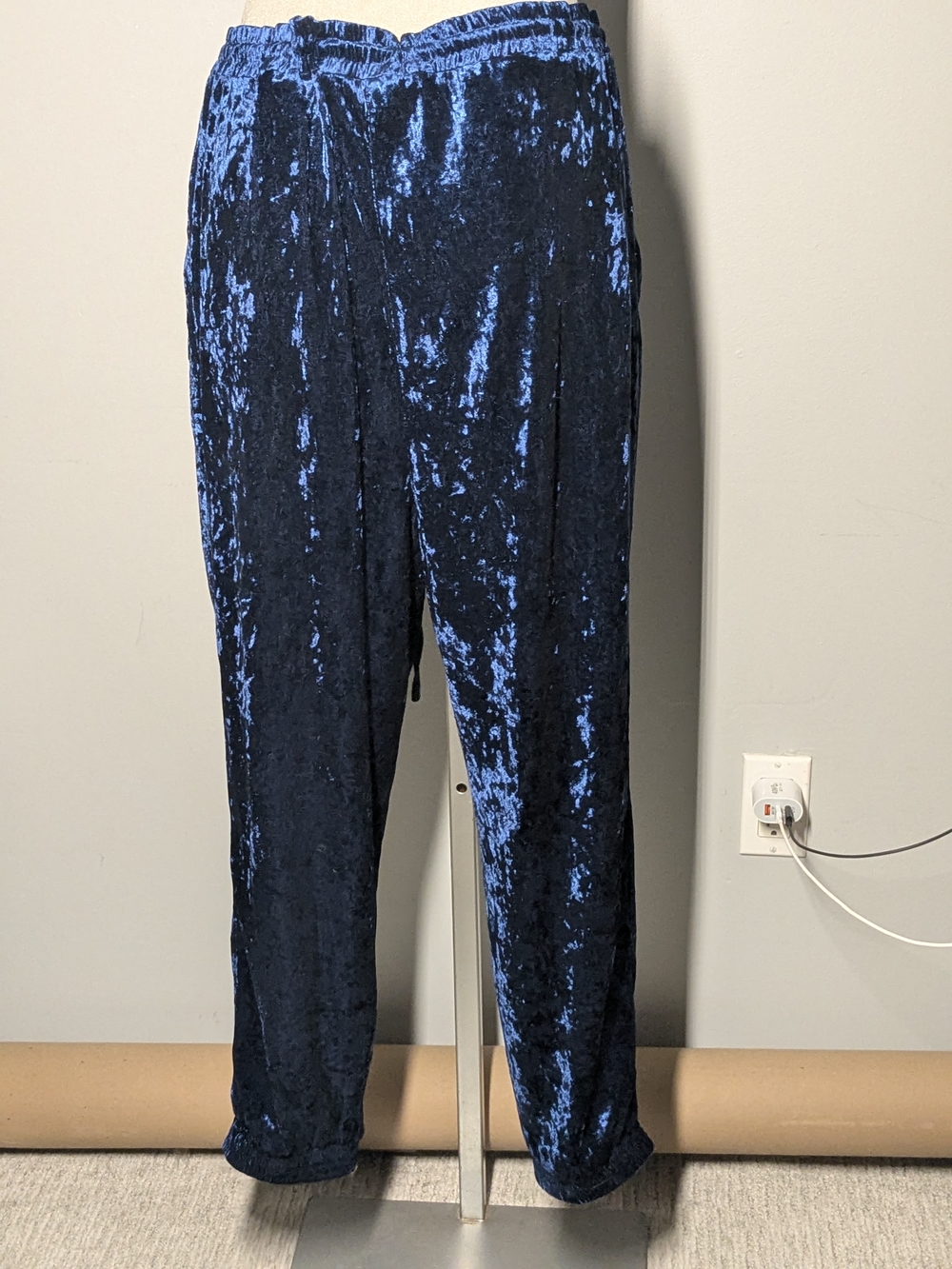 C by One Shimmery Navy Crushed Velvet Pull-On Pants - Picture 11 of 16